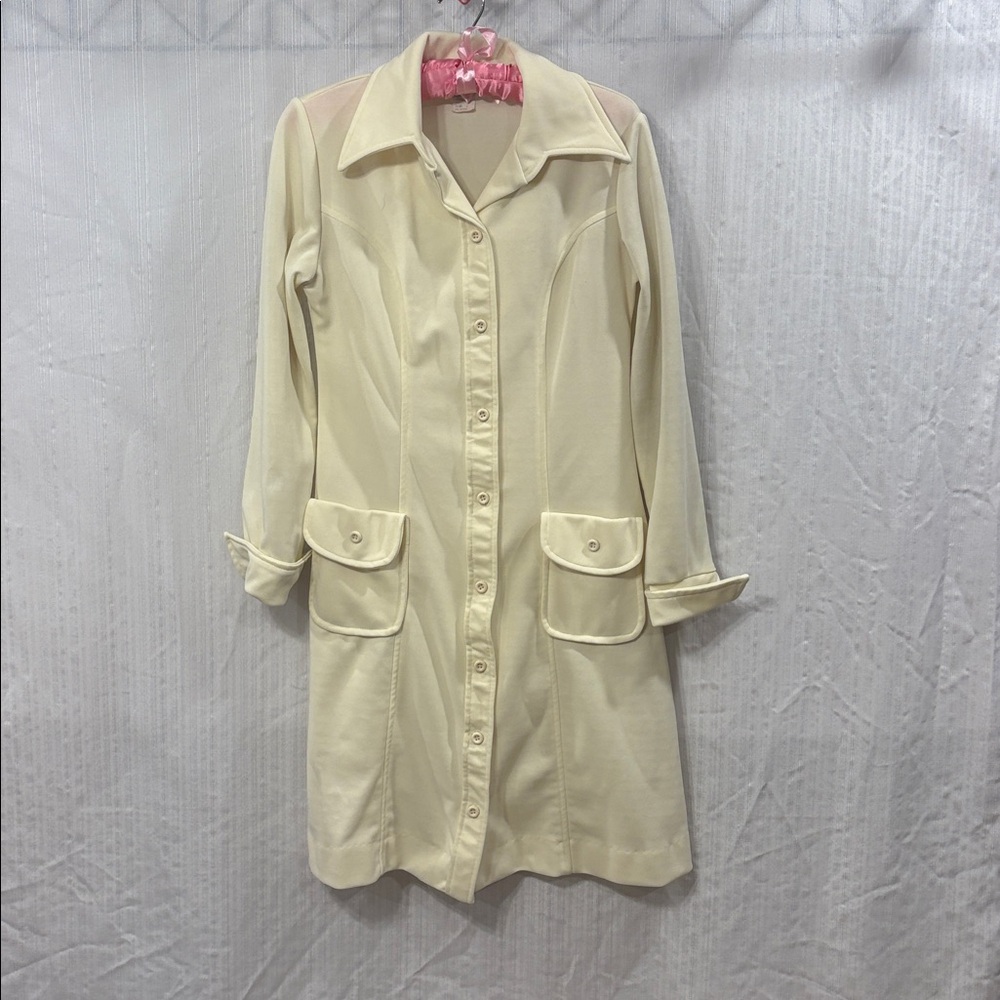 Vintage 1970s Sears Long Sleeve Dagger Collar Shirt Dress
